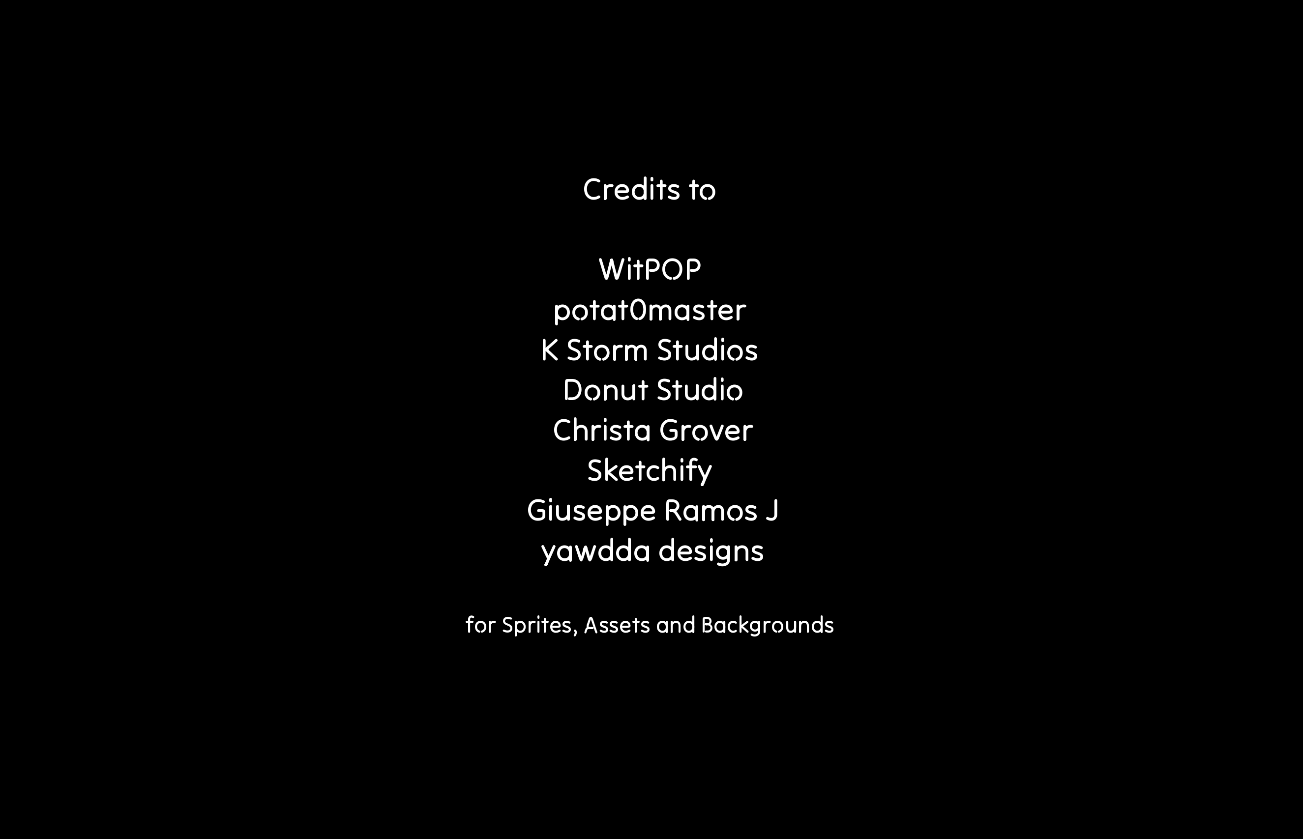 Credit page for game assets
