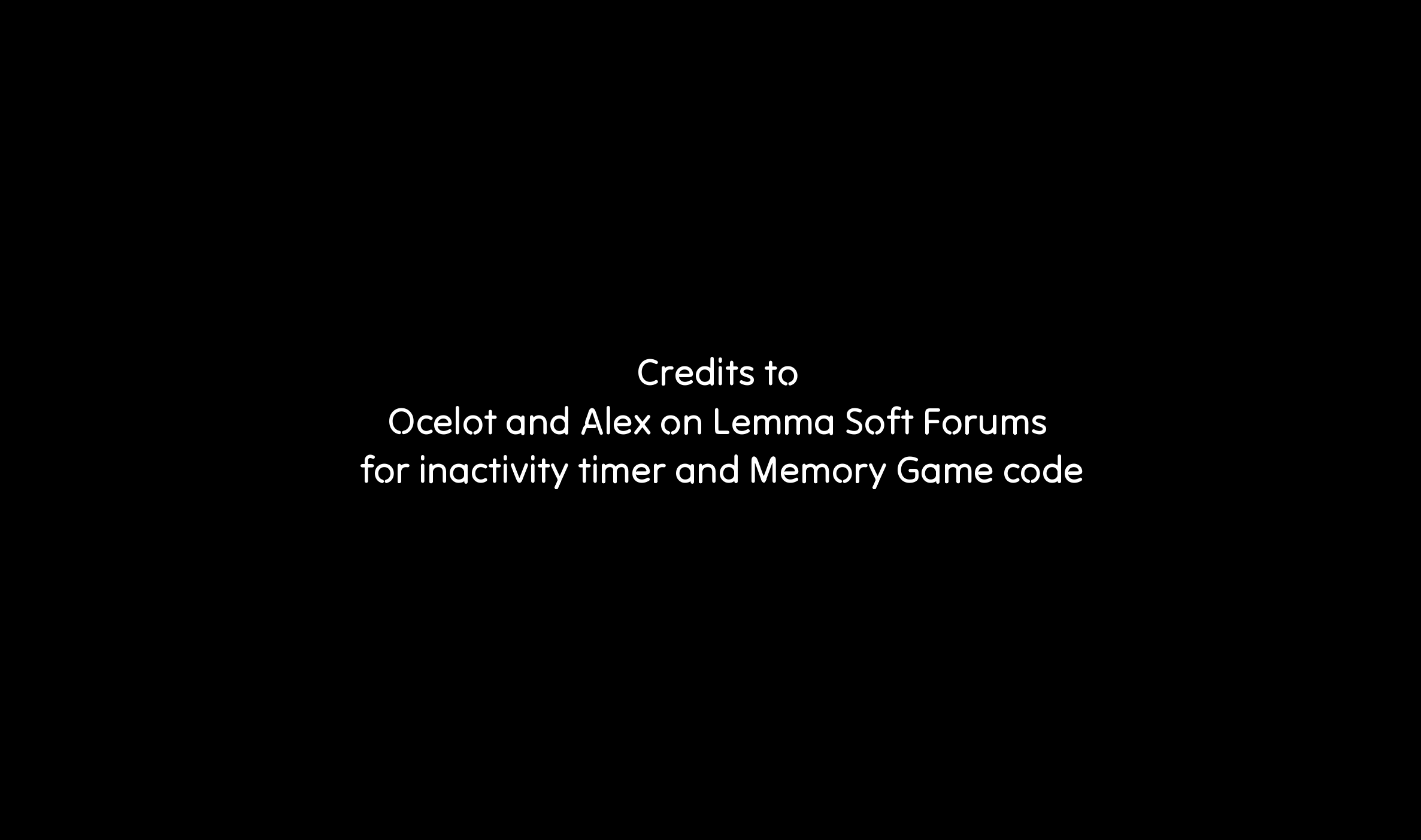 Credit page for code help
